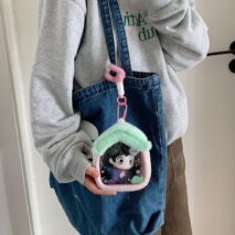 Plush House Clear Display Keychain Bag Kawaii Doll Holder Pouch - ArtGalleryZen