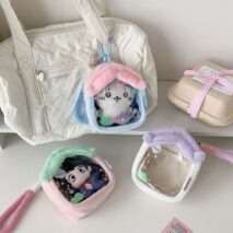 Plush House Clear Display Keychain Bag Kawaii Doll Holder Pouch - ArtGalleryZen