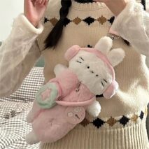 Plush Ribbit Cat Crossbody Bag - ArtGalleryZen