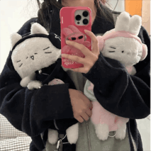 Plush Ribbit Cat Crossbody Bag - ArtGalleryZen