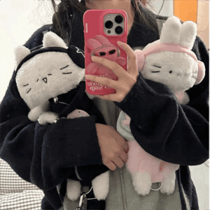 Plush Ribbit Cat Crossbody Bag - ArtGalleryZen