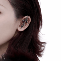 Punk CZ Inlaid Moon Star Rose Hook Needle Piercing Stud Earring - ArtGalleryZen