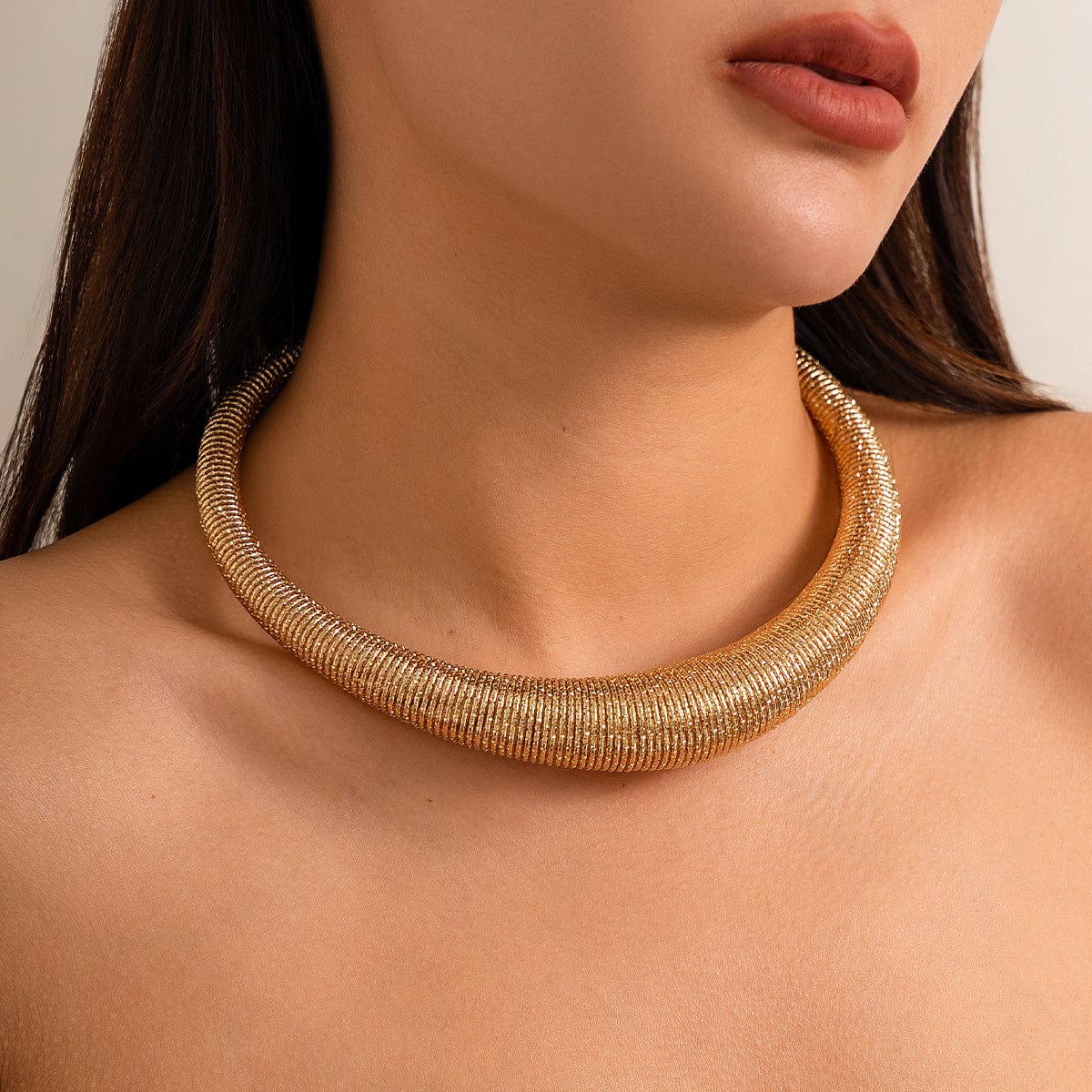 Punk Spring Metal Thick Chokers Collar Necklace - ArtGalleryZen