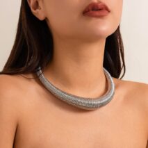 Punk Spring Metal Thick Chokers Collar Necklace - ArtGalleryZen