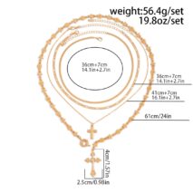 Punk Style Layered Gold Silver Plated Cross Pendant Y Necklace Set - ArtGalleryZen