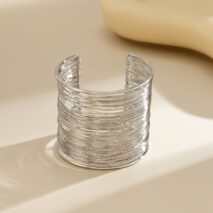 Punk Style Metallic Brushed Wide Cuff Bangle Bracelet - ArtGalleryZen