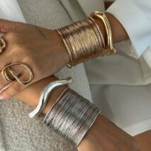 Punk Style Metallic Brushed Wide Cuff Bangle Bracelet - ArtGalleryZen