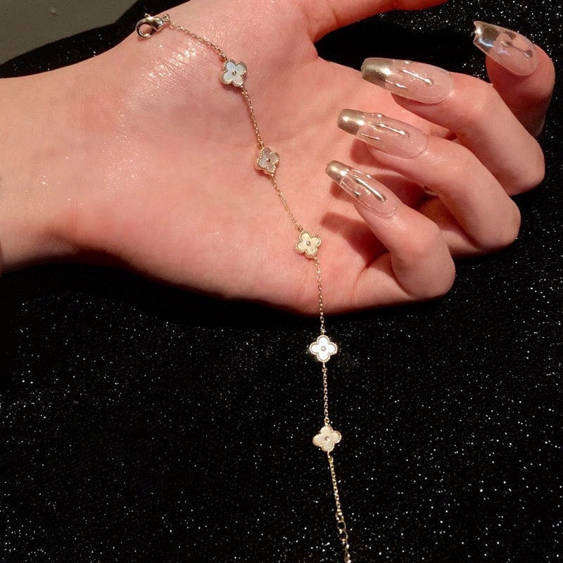 Real Gold-Plated Four-Petal Flower Bracelet - ArtGalleryZen