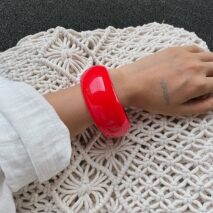 Red Chunky Square Bangle Bracelet Set - ArtGalleryZen