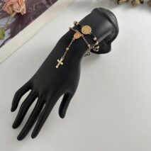 Retro 2pcs Cross Relief Disk Charm Braided Jade Cord Bracelet Set - ArtGalleryZen