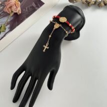 Retro 2pcs Cross Relief Disk Charm Braided Jade Cord Bracelet Set - ArtGalleryZen
