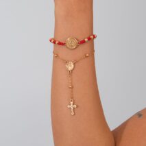 Retro 2pcs Cross Relief Disk Charm Braided Jade Cord Bracelet Set - ArtGalleryZen