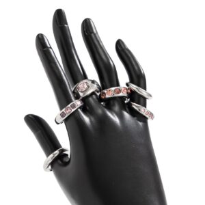 Retro 6pcs Rhinestone Inlaid Glossy Open Ring Set - ArtGalleryZen