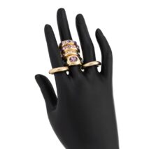 Retro 6pcs Rhinestone Inlaid Glossy Open Ring Set - ArtGalleryZen