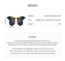 Retro Chunky Rhinestone Inlaid Embroidery Butterfly Stud Earrings - ArtGalleryZen