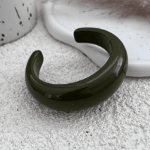 Retro Glossy Resin Open Bangle Bracelet - ArtGalleryZen