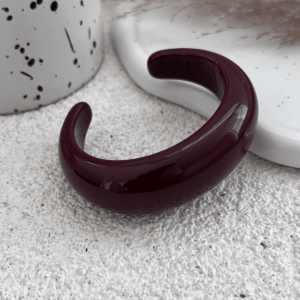 Retro Glossy Resin Open Bangle Bracelet - ArtGalleryZen