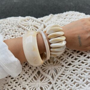Retro Irregular Resin Bangle Bracelet Set - ArtGalleryZen