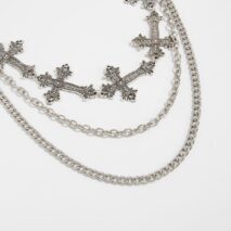 Retro Layered Carved Cross Pendant Trouser Chain - ArtGalleryZen