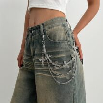 Retro Layered Carved Cross Pendant Trouser Chain - ArtGalleryZen