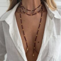 Retro Seed Beaded Long Chain Necklace - ArtGalleryZen