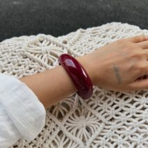 Retro Wine Red Irregular Bangle Bracelet Ring Set - ArtGalleryZen