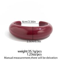 Retro Wine Red Irregular Bangle Bracelet Ring Set - ArtGalleryZen