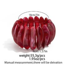 Retro Wine Red Irregular Bangle Bracelet Ring Set - ArtGalleryZen