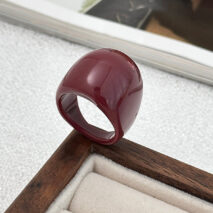 Retro Wine Red Irregular Bangle Bracelet Ring Set - ArtGalleryZen