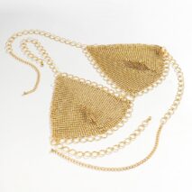 Crystal Body Chain Bra with Rhinestone Inlay ? 18k Gold Silver Plated - ArtGalleryZen
