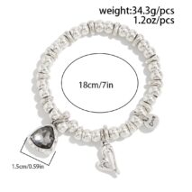 Rhinestone Love Heart Pendant Beaded Chain Bracelet Gift - ArtGalleryZen