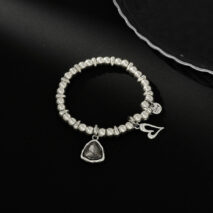 Rhinestone Love Heart Pendant Beaded Chain Bracelet Gift - ArtGalleryZen