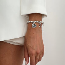 Rhinestone Love Heart Pendant Beaded Chain Bracelet Gift - ArtGalleryZen