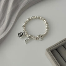 Rhinestone Love Heart Pendant Beaded Chain Bracelet Gift - ArtGalleryZen