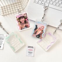 Ribbon Bowknot Kpop Keychain Acrylic Photocard Holder - ArtGalleryZen