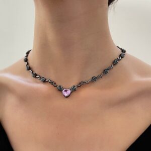 Rose Heart Pendant Necklace - ArtGalleryZen