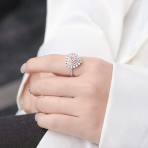 S925 Sterling Silver Diamond Heart Ring - ArtGalleryZen