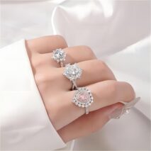 S925 Sterling Silver Diamond Heart Ring - ArtGalleryZen