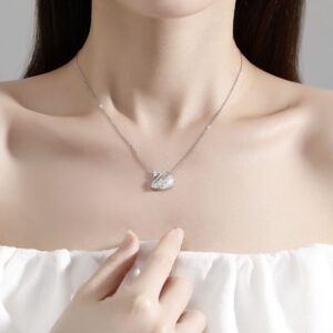 S925 Sterling Silver Swarovski Crystal Swan Pendant Necklace - ArtGalleryZen