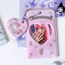 Sanrio Cinnamoroll Kuromi Kpop Heart Keychain Photocard Holder - ArtGalleryZen