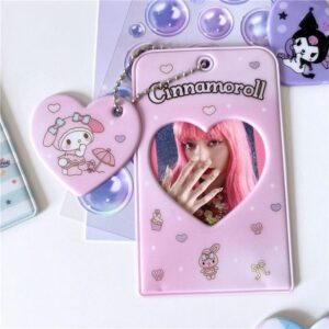 Sanrio Cinnamoroll Kuromi Kpop Heart Keychain Photocard Holder - ArtGalleryZen