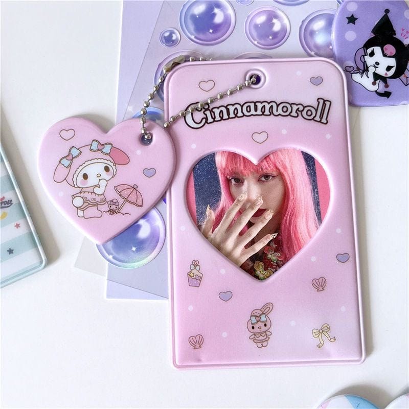 Sanrio Cinnamoroll Kuromi Kpop Heart Keychain Photocard Holder - ArtGalleryZen
