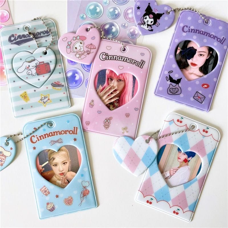 Sanrio Cinnamoroll Kuromi Kpop Heart Keychain Photocard Holder - ArtGalleryZen