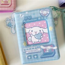 A collection of Sanrio themed 3 inch mini photocard albums featuring various characters such as Hello Kitty and My Melody. The albums come in different colors and designs, some with character portraits and others with character-themed backgrounds.