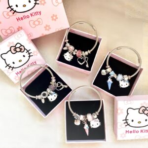 Sanrio CZ Inlaid Stainless Steel Hello Kitty Bangle Bracelet - ArtGalleryZen