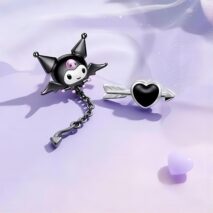 Sanrio Enamel Arrow Heart Devil Kuromi Earrings - ArtGalleryZen