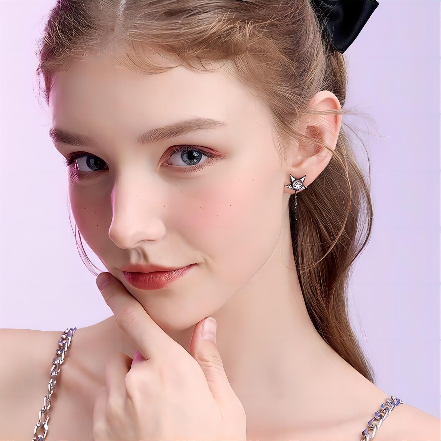 Sanrio Enamel Arrow Heart Devil Kuromi Earrings - ArtGalleryZen