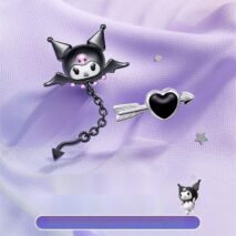 Sanrio Enamel Arrow Heart Devil Kuromi Earrings - ArtGalleryZen