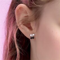 Sanrio Enamel Black Cherry Kuromi Earrings - ArtGalleryZen