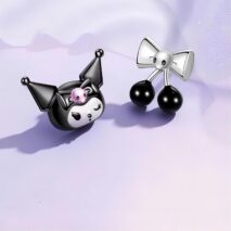 Sanrio Enamel Black Cherry Kuromi Earrings - ArtGalleryZen